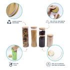 Kit Potes De Mantimentos 2000/1100/500ml Tampa Bambu - 5pçs N