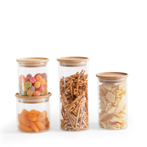 Kit Potes De Mantimentos Empilhável 400/500/600/800ml - 4pçs