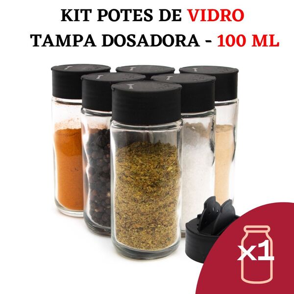 Kit Potes De Temperos Condimentos De Vidro Para Cozinha 100ml