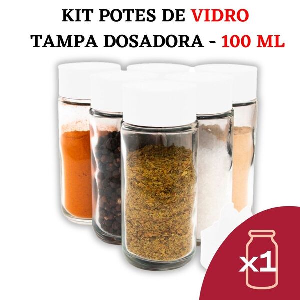 Kit Potes De Temperos Condimentos De Vidro Para Cozinha 100ml