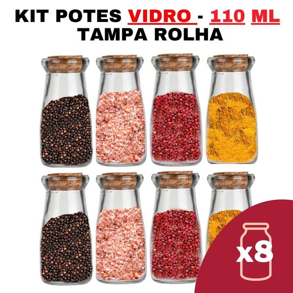 Kit Potes De Temperos Condimentos De Vidro Tipo Leiteira Comp