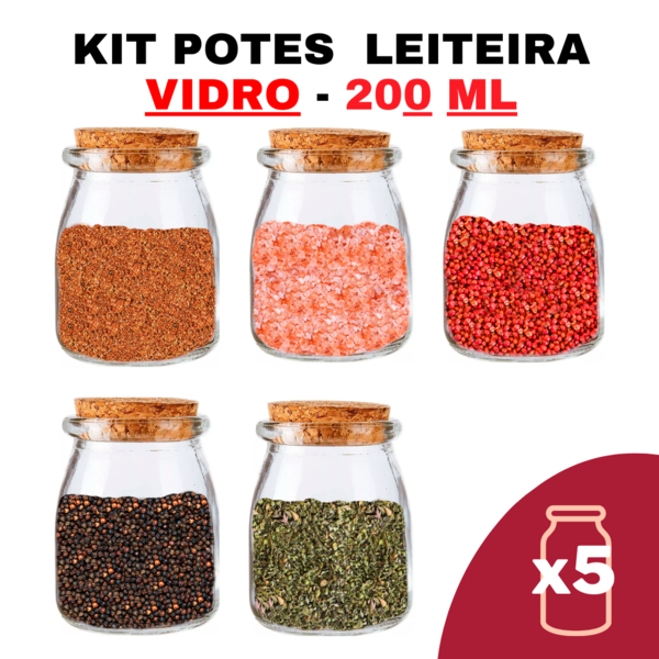 Kit Potes De Temperos E Condimentos Leiteira Grande 200ml Qua