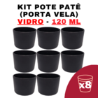 Kit Potes De Vidro Jateado Patê Preto 120ml S/ Tampa Quantida