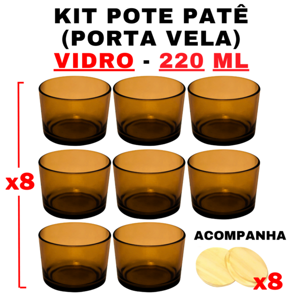 Kit Potes De Vidro Patê Ambar Translúcido C/tampa 220ml Quant