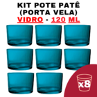 Kit Potes De Vidro Patê Azul S/tampa 120ml Quantidade:8