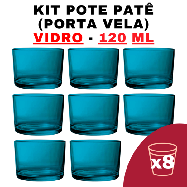 Kit Potes De Vidro Patê Azul S/tampa 120ml Quantidade:8