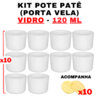 Kit Potes De Vidro Patê Branco Jateado C/tampa 120ml Quantida