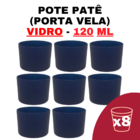 Kit Potes De Vidro Patê Jateado Azul Escuro S/tampa 120ml Qua
