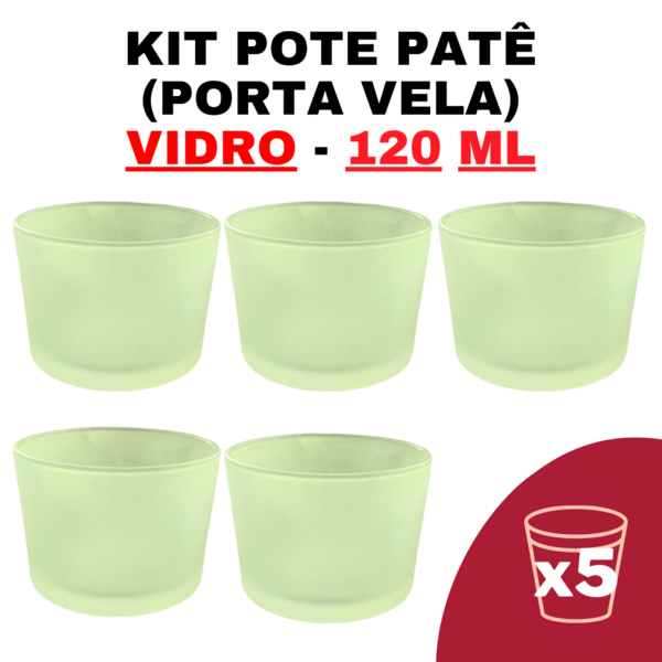 Kit Potes De Vidro Patê Jateado Verde S/tampa 120ml Quantidad