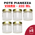 Kit Potes De Vidro Pianezza C/tampa Dourado 200ml Quantidade:5