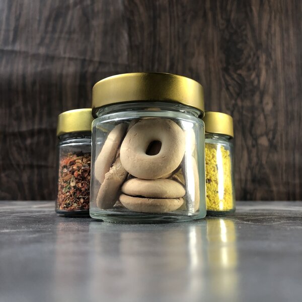 Kit Potes De Vidro Pianezza C/tampa Dourado 200ml Quantidade: