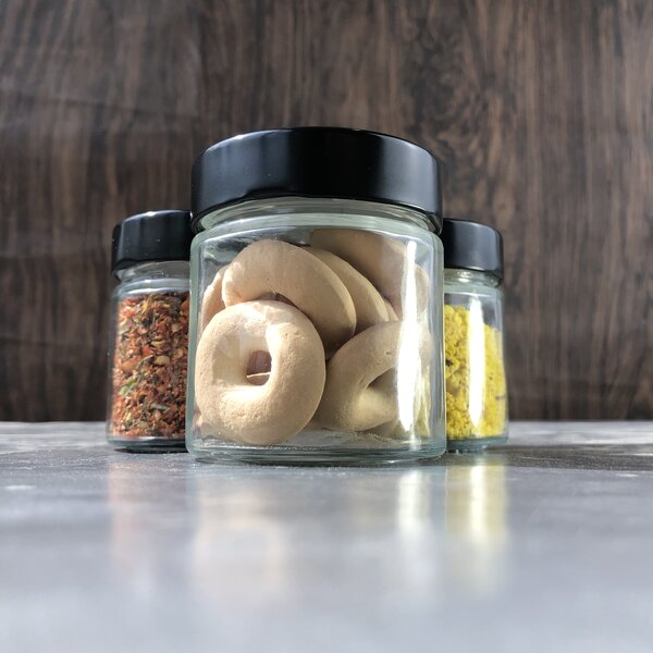 Kit Potes De Vidro Pianezza C/tampa Em Metal Preto 200ml Quan