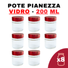 Kit Potes De Vidro Pianezza C/tampa Em Metal Vermelho 200ml Q