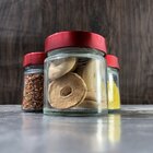 Kit Potes De Vidro Pianezza C/tampa Em Metal Vermelho 200ml Q