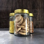 Kit Potes De Vidro Pianezza Grande C/tampa Em Metal Dourado 5