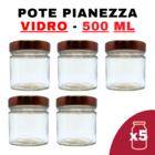 Kit Potes De Vidro Pianezza Grande C/tampa Em Metal Rosé 500m