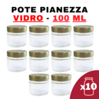 Kit Potes De Vidro Pianezza - Tampa Em Metal Dourado 100ml Qu