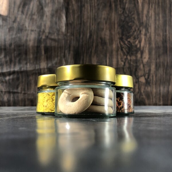 Kit Potes De Vidro Pianezza - Tampa Em Metal Dourado 100ml Qu