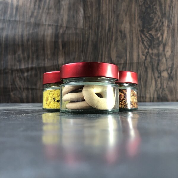 Kit Potes De Vidro Pianezza - Tampa Em Metal Vermelha 100ml Q