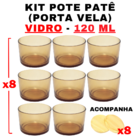 Kit Potes De Vidro Translúcido Dourado Patê C/tampa 120ml Qua