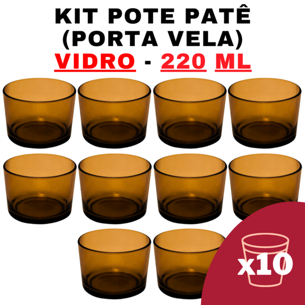 Kit Potes De Vidro Translúcido Patê Ambar S/ Tampa 220ml Quan
