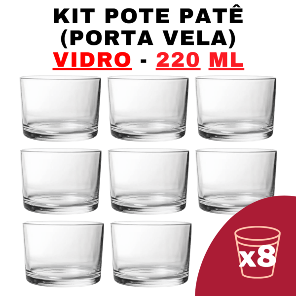 Kit Potes De Vidro Transparente Patê S/ Tampa 220ml Quantidad