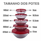 Kit Potes Hermético De Vidro C/ Tampa Conjunto Para Alimento