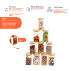 Kit Potes Herméticos Quadrado Tampa Bambu 10 Pçs 250ml Oikos