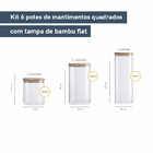 Kit Potes Hermeticos Vidro Quad Flat 1900/1400/800ml - 6 Pçs