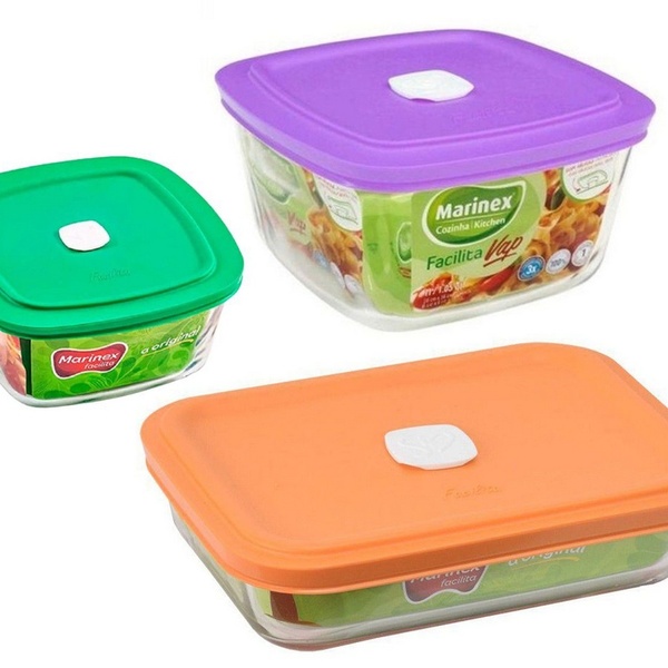 Kit Potes Vidro Marinex Facilita Vap 300ml, 500ml E 750ml