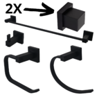 Kit Pra Banheiro Quadrado Preto Fosco 6 Peças Acabamentos