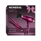 Kit Prancha E Secador Mondial Chrome Rosa Kt-88 110v