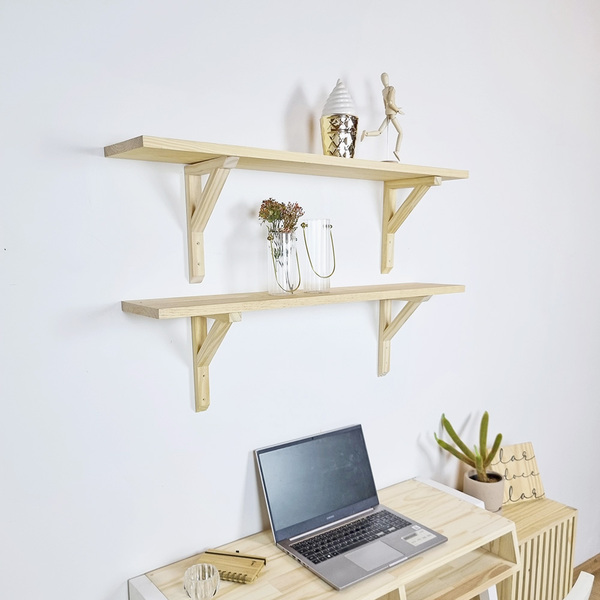 Kit Prateleira Em Madeira Mão Francesa Chapecó 2und 90cm - Na