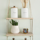 Kit Prateleira Estante 40x15 Madeira Pinus Corda Sisal - 3 Pr