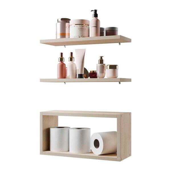 Kit Prateleira Nicho Bruges Para Banheiro Carvalho 40 X 12cm