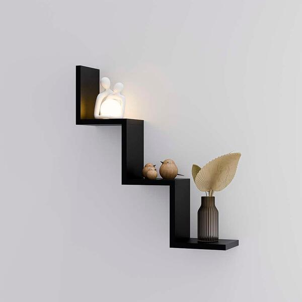 Kit Prateleira Nicho Buzios Preto Para Quarto Sala Livro