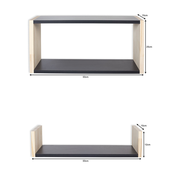 Kit Prateleira U Decoração Parede E Nicho Multiuso Mdf Preto