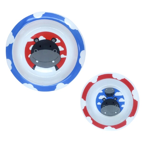 Kit Prato E Tigela Infantil Família Hipopótamo - Giro Baby