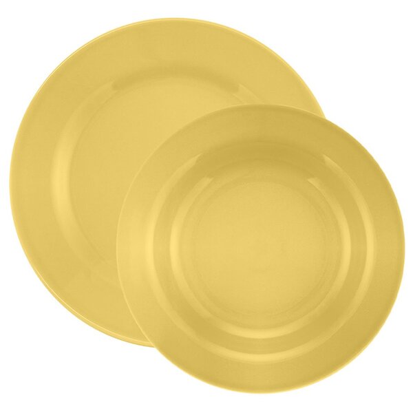 Kit Pratos Rasos E Fundos 24 Peças Biona Amarelo Oxford® Cerâ
