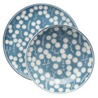 Kit Pratos Rasos E Fundos Unni Daisy Oxford® Cerâmica 4 Peças