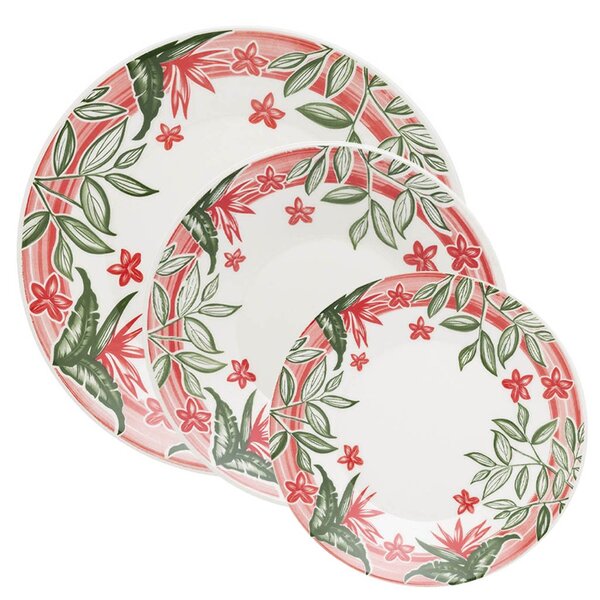 Kit Pratos Rasos Fundos E Sobremesa 24 Peças Biona Jardim Tro