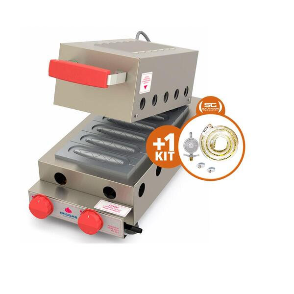 Kit - Prensa A Gás Crepes Suiço 6 Cavidades Prk-60g + Kit Gás