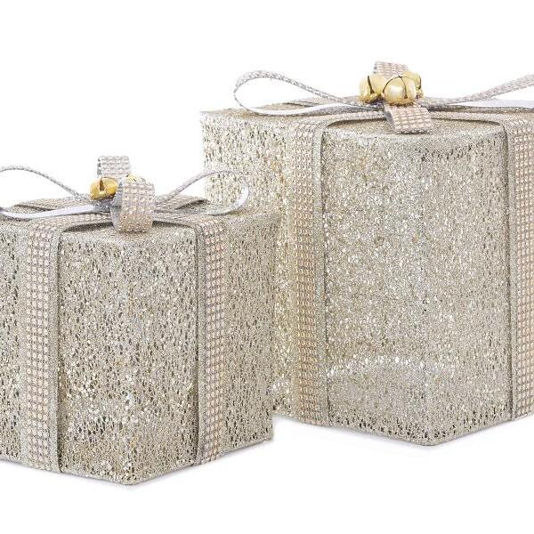 Kit Presentes Shine 3aa 2pcs 20cm 15cm Decoração De Natal