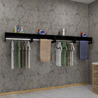 Kit Preto2 Cabideiro Cabide De Parede Prateleira De Sapatos N