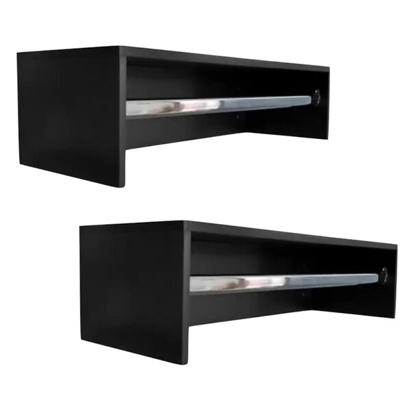 Kit Preto2 Cabideiro De Parede 1 20cm Arara Roupas