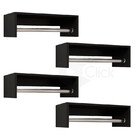 Kit Preto4 Arara De Roupa Cabideiro Parede