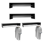 Kit Preto4 Cabideiro Prateleira Arara Roupas