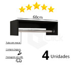 Kit Preto4 Cabideiro Prateleira Arara Roupas