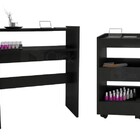 Kit Preto Carinho + Mesa Para Organização Auxiliar Manicure M