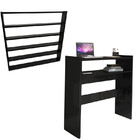 Kit Preto Mesinha Manicure + Expositor De Esmaltes C/pratelei